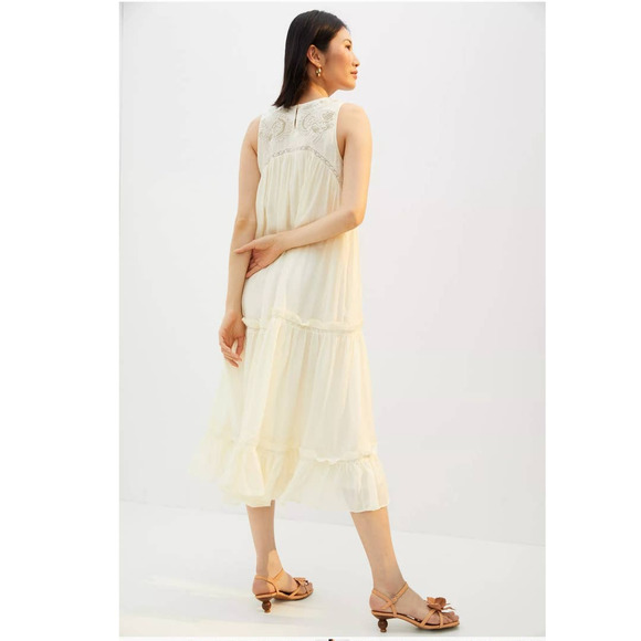 New Anthropologie PINNACLE Embroidered Maxi Dress $238 SMALL Tiered - Picture 5 of 6